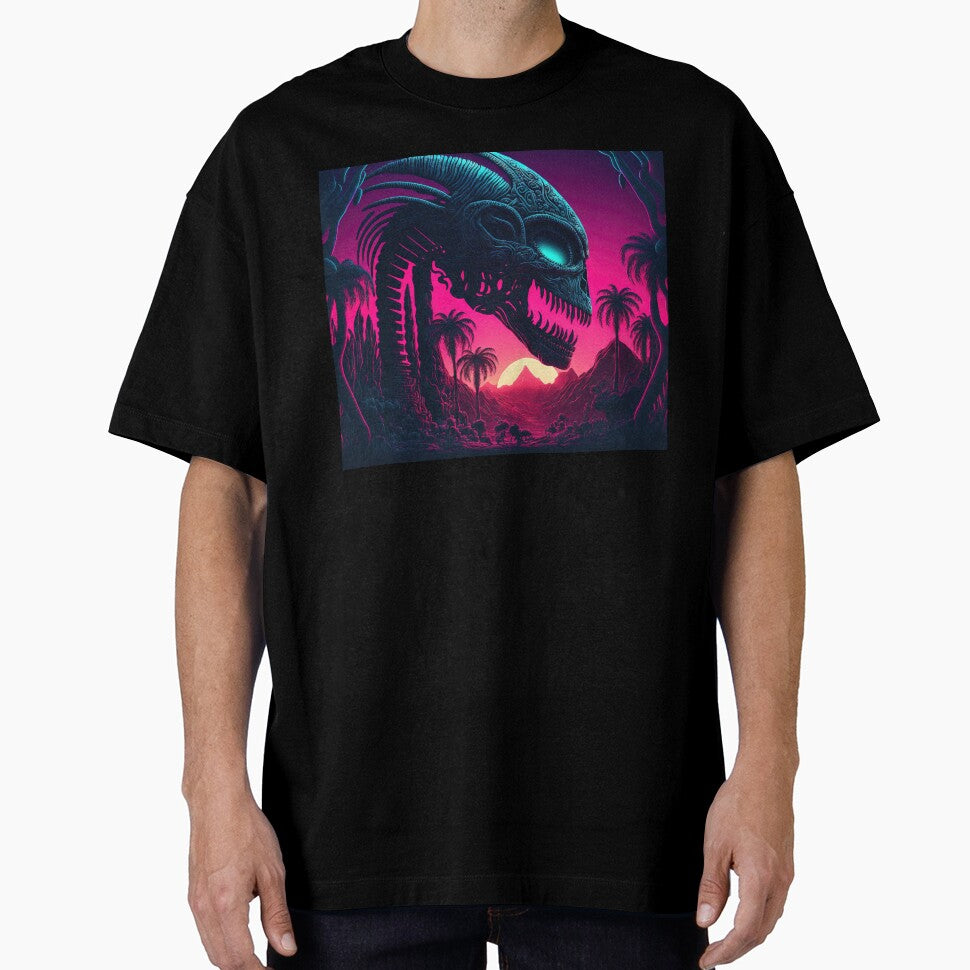 Retro-Futuristic Nightmare: A Synthwave Tribute to H.R. Giger by Mullet Monkey T-Shirts, Hoodie, Sweatshirt (Image 1)