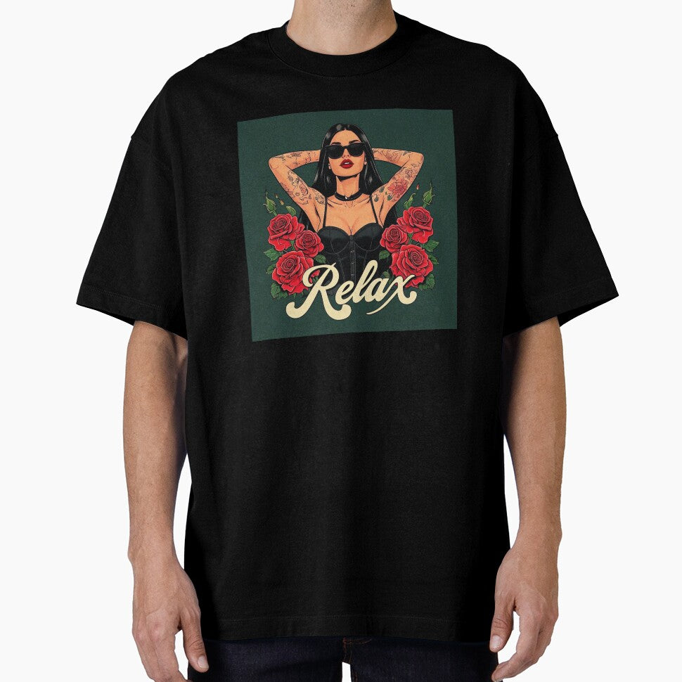 Relax Gothic rose tattoo girl design by Vintage Designs + T-Shirts, Hoodie, Sweatshirt | BlankRebels.com (Image 1)