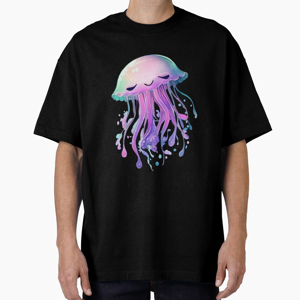Kawaii Jellyfish | Cute Under-the-Sea Ocean Animal Illustration for Stickers, Apparel & Home Decor by... (Image 1)