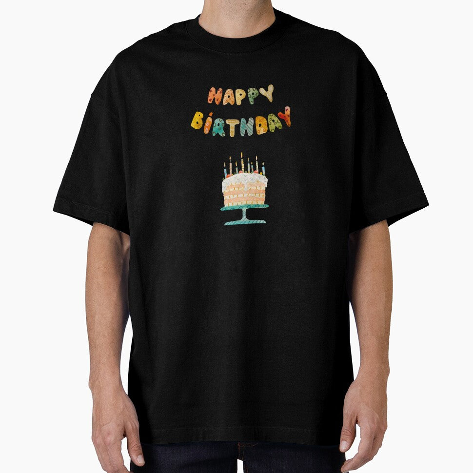 Cake candle happy birthday title watercolor sketch red by Yana Mustafina | Boho Soulful Designs T-Shirts,... (Image 1)