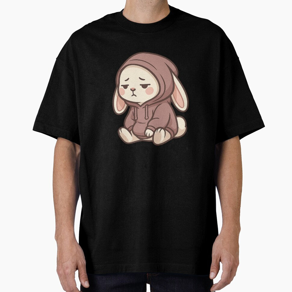 Tired Bunny in Hoodie – Kawaii Introvert Sticker by Tripconic T-Shirts, Sweatshirt | BlankRebels.com (Image 1)