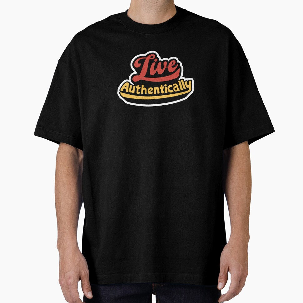 Live Authentically Retro Script Typography by trepiu T-Shirts, Hoodie, Sweatshirt | BlankRebels.com (Image 1)