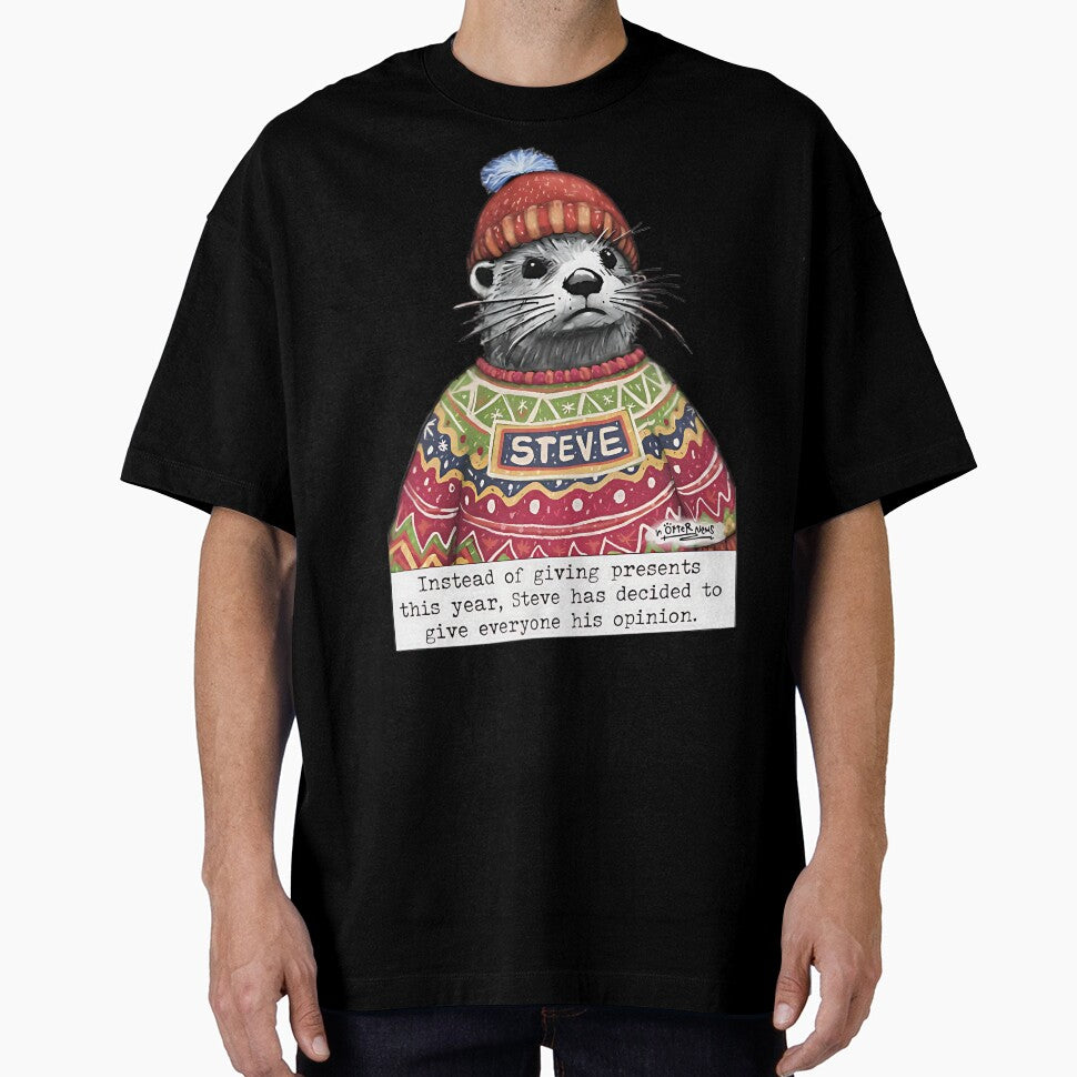 Funny Otter Christmas Shirt – Steve Ugly Christmas Sweater Parody Tee, Holiday Humor Gift by campbellnettieq... (Image 1)