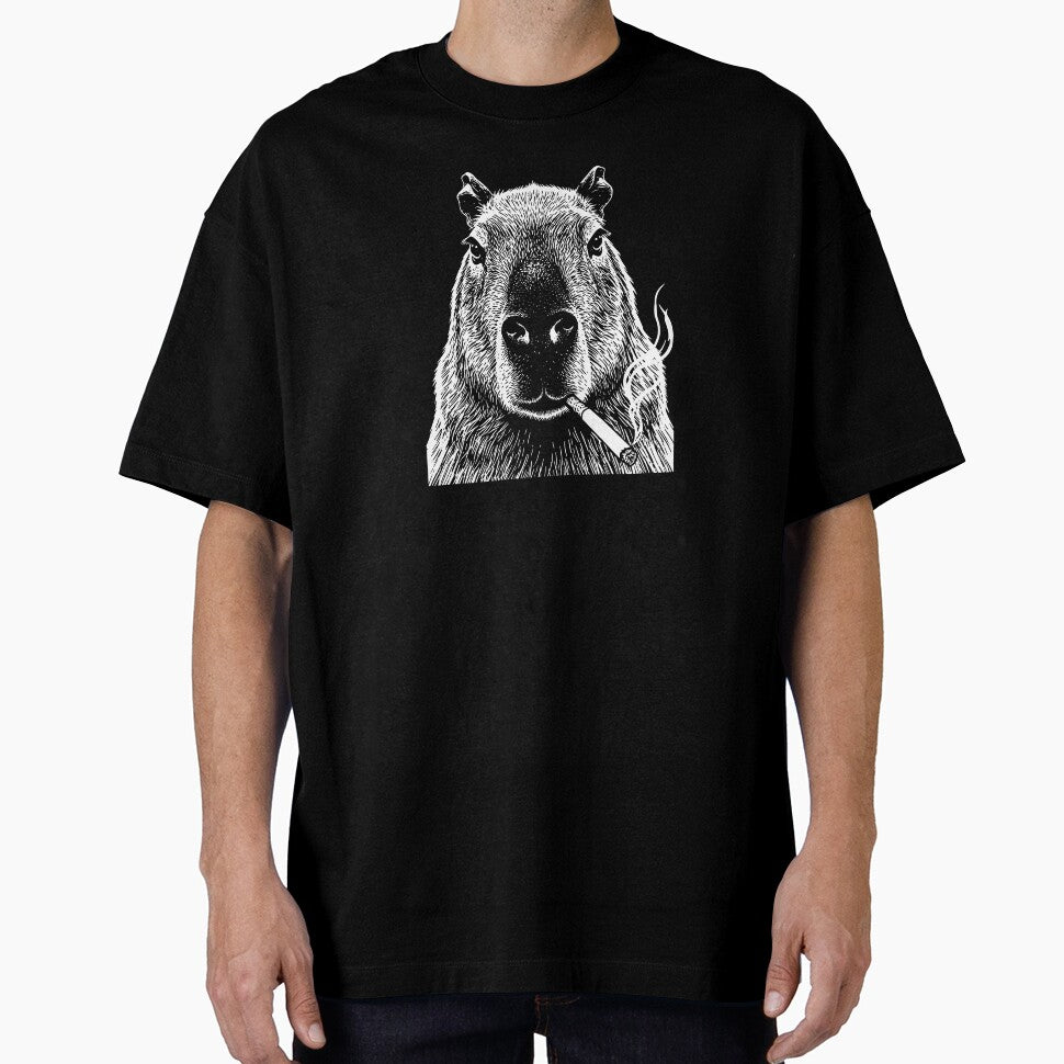 Capybara Smoking Dark Animal Illustration by JEFDodsonArt T-Shirts, Hoodie, Sweatshirt | BlankRebels.com (Image 1)