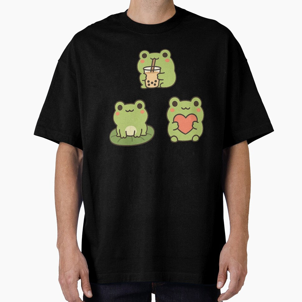 Three frogs, three atmospheres: matcha, love, and tranquility. by Ach&Koor T-Shirts, Hoodie, Sweatshirt (Image 1)
