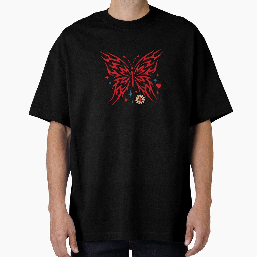 Tribal Red Butterfly Shirt – Bold Flame Wing Design by JonelCrafts Hoodie, Sweatshirt | BlankRebels.com (Image 1)