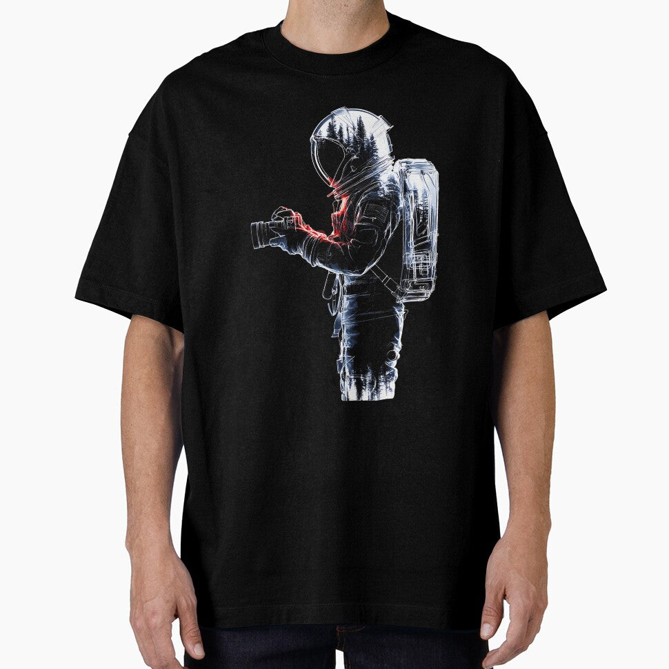 Astronaut Holds Camera Motif Drawing Artwork Astronaut by prabuniard T-Shirts, Hoodie, Sweatshirt | BlankRebels.com (Image 1)