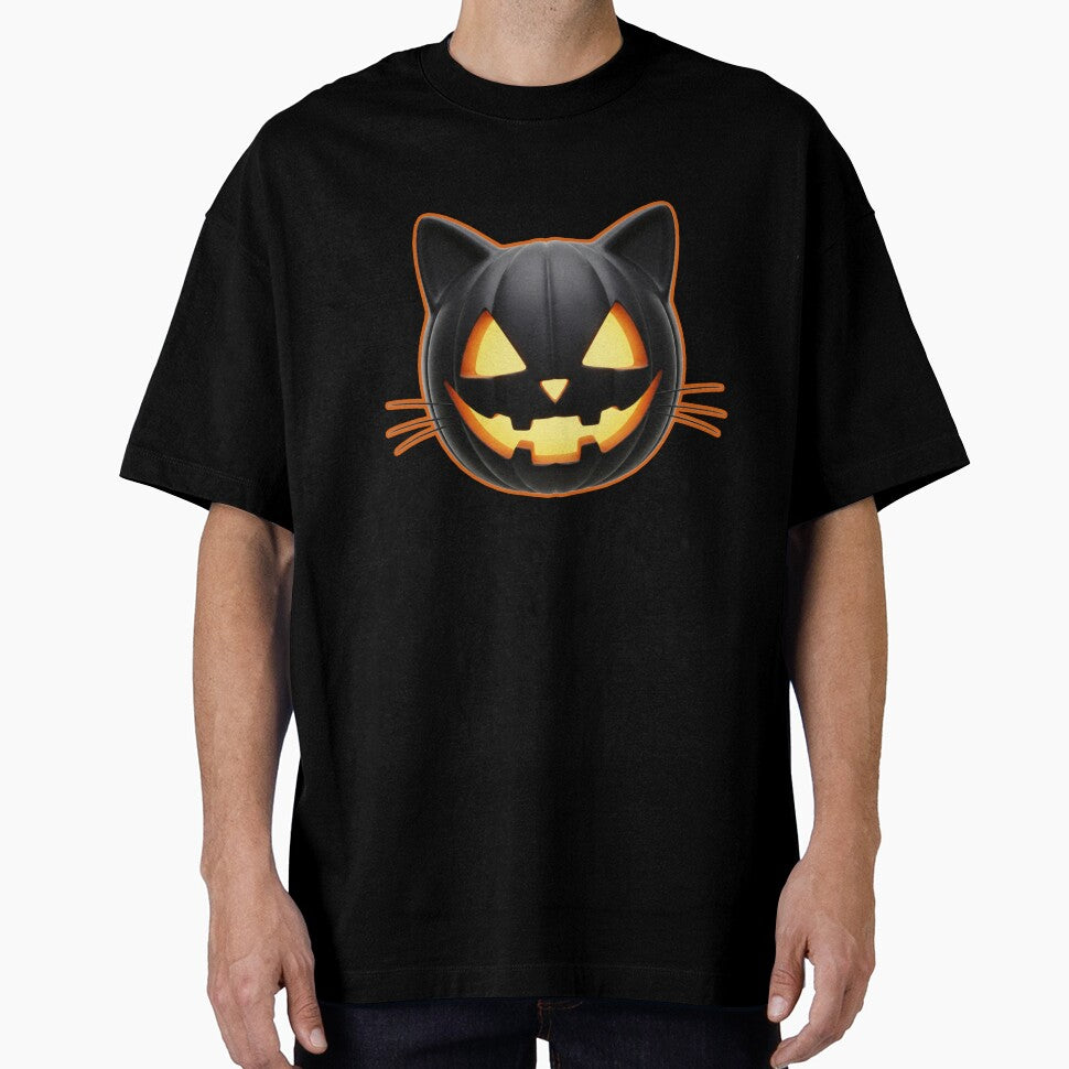 Black Cat Jack o'Lantern Emoji by MannyShop T-Shirts, Hoodie, Sweatshirt | BlankRebels.com (Image 1)