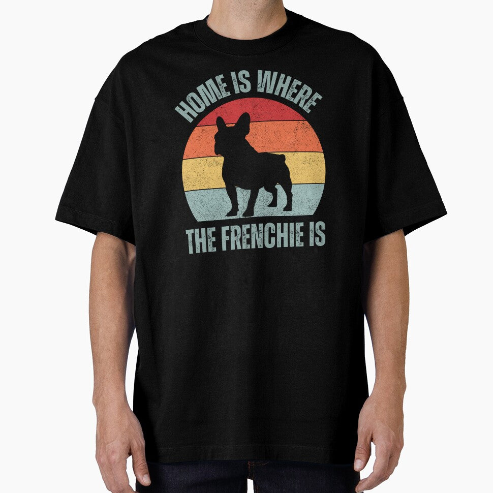 Home is Where The Frenchie is French Bulldog Retro Sunset Vintage Dog Lover Cute Pet Gift by darunwan T-Shirts,... (Image 1)
