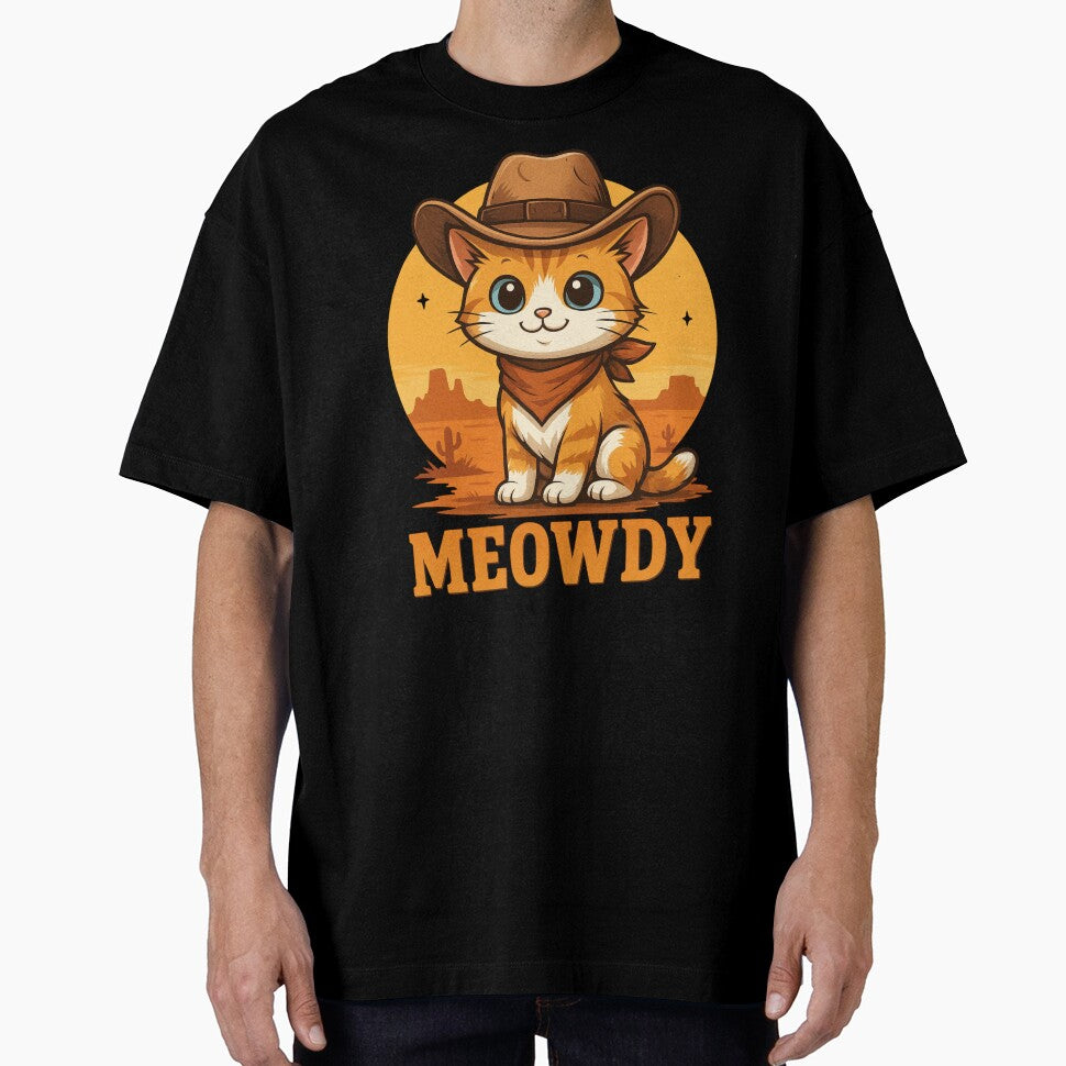 Meowdy Cat Cowboy, Funny Hat Vintage Wild West Western Cat Crewneck by Masaw T-Shirts, Hoodie, Sweatshirt (Image 1)