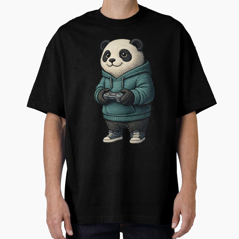 Late Night Gamer Panda – Premium Embroidered Esports Aesthetic by ColorSplash123 T-Shirts, Hoodie, Sweatshirt (Image 1)