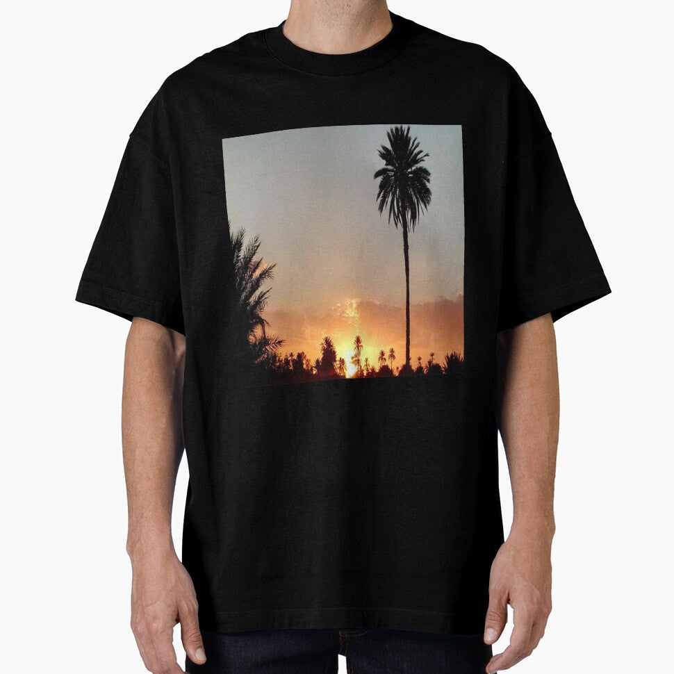 A beautiful red sunset with palm and red sky by faridman T-Shirts, Hoodie, Sweatshirt | BlankRebels.com (Image 1)