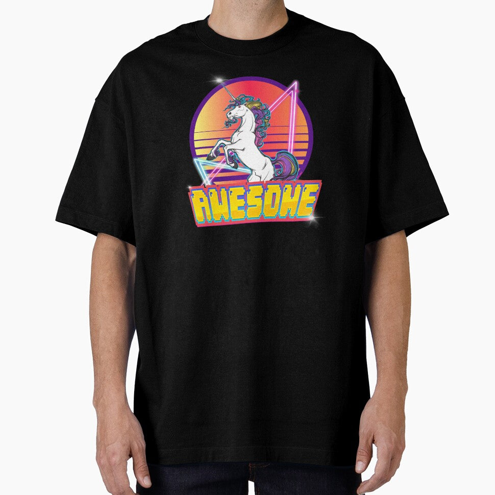 80s 90s Vaporwave Aesthetic Unicorn “Awesome” 013121 - KerLZ by KerlZ T-Shirts, Hoodie, Sweatshirt (Image 1)