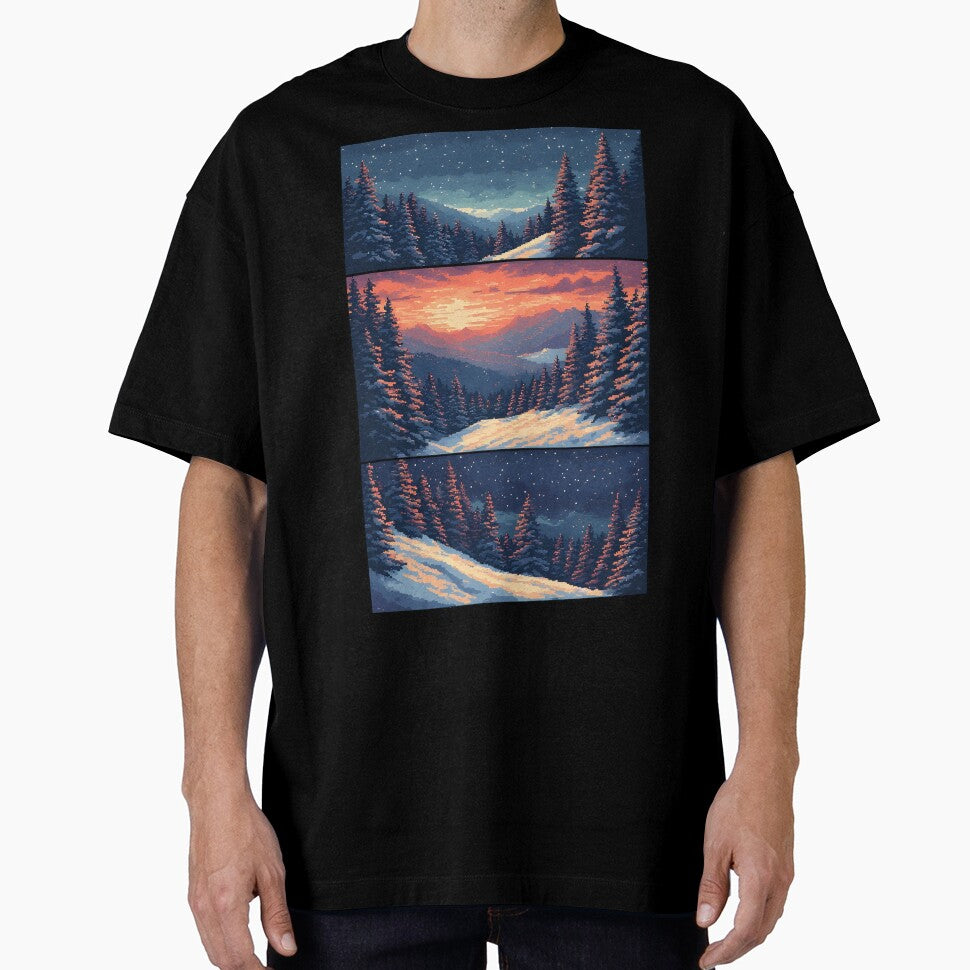 Pixel art: Winter landscape through the ages by Mianku | Für das Leben T-Shirts, Hoodie, Sweatshirt (Image 1)