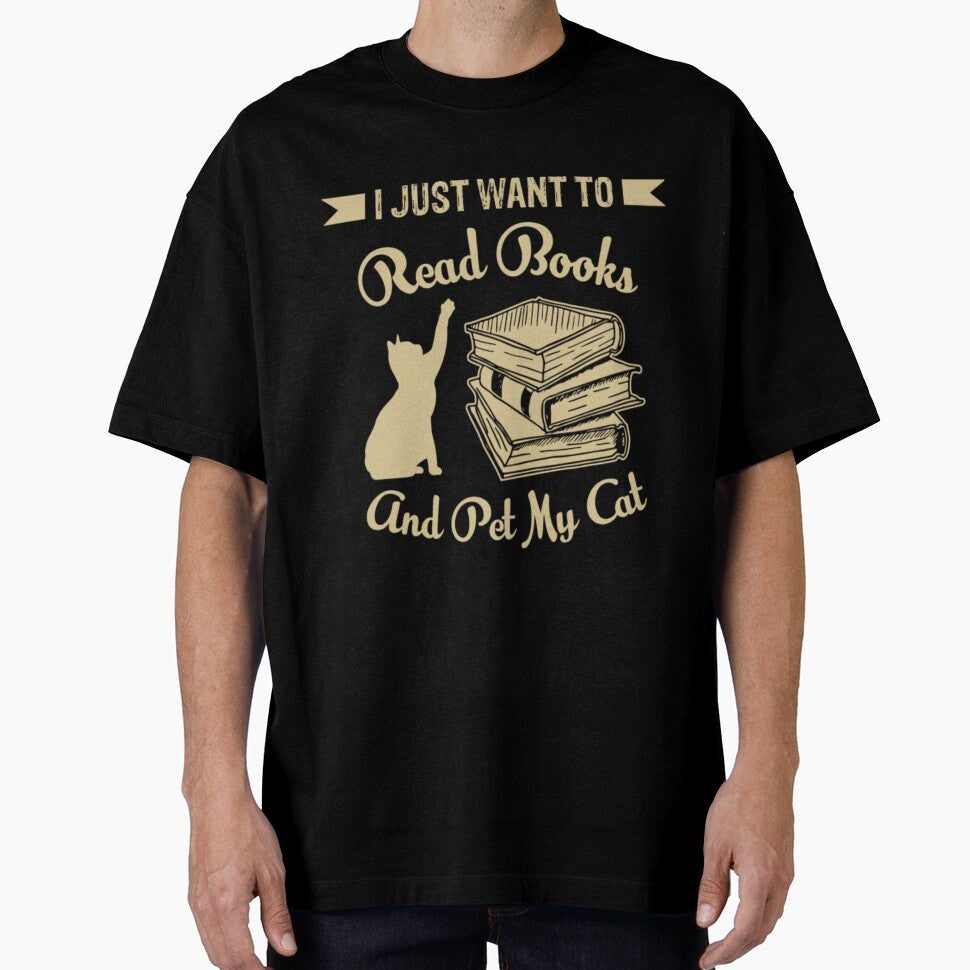 I Just Want To Read Books And Pet My Cat by santosswoodson T-Shirts, Hoodie, Sweatshirt | BlankRebels.com (Image 1)