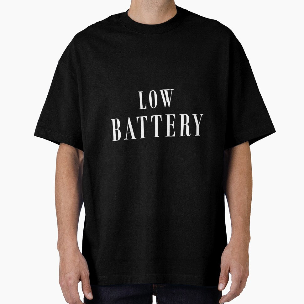 Low Battery Quote T-Shirt | Burnout Minimal Typography Design by PixelPlush Hoodie, Sweatshirt | BlankRebels.com (Image 1)