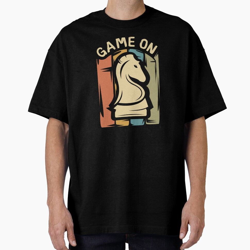 Game on chess illustration - vintage knight logo by AndreMi T-Shirts, Hoodie, Sweatshirt | BlankRebels.com (Image 1)