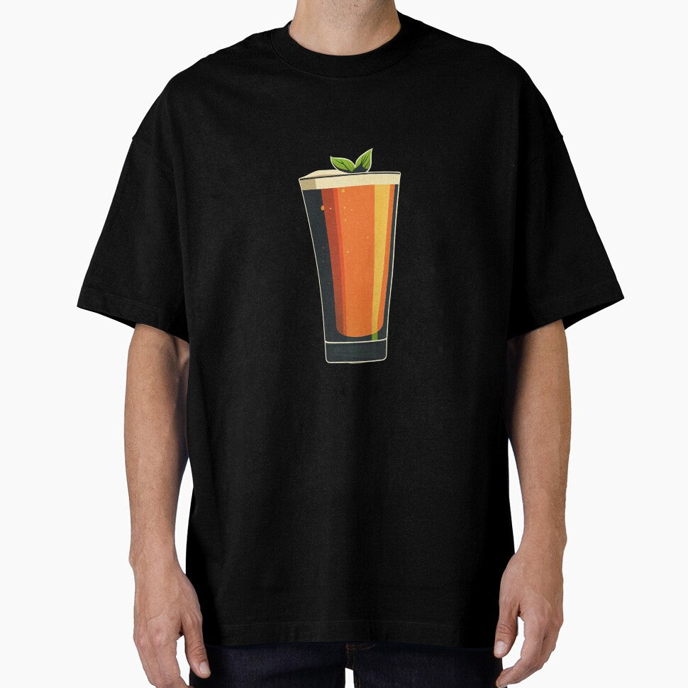 Minimalist beer glass with leaf by palmyst
