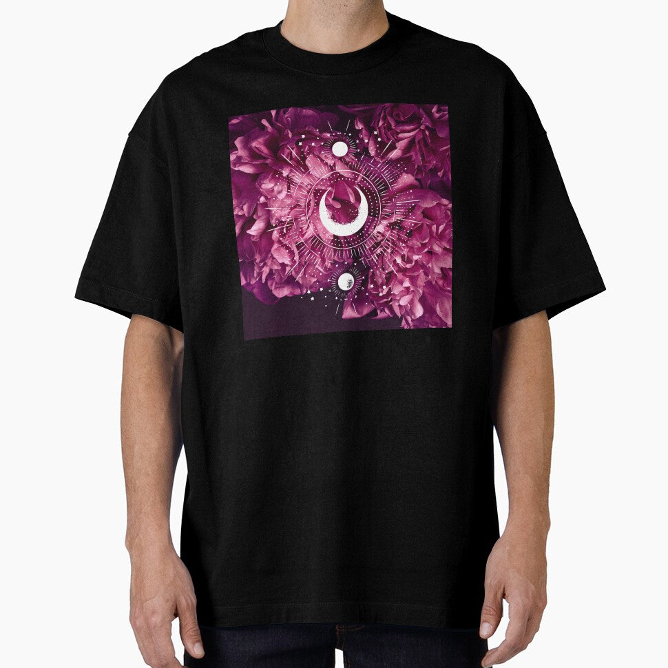 Crescent Moon Phase Red Peony Flowers Dark Botanical by WildWoodlandWitch T-Shirts, Hoodie, Sweatshirt (Image 1)
