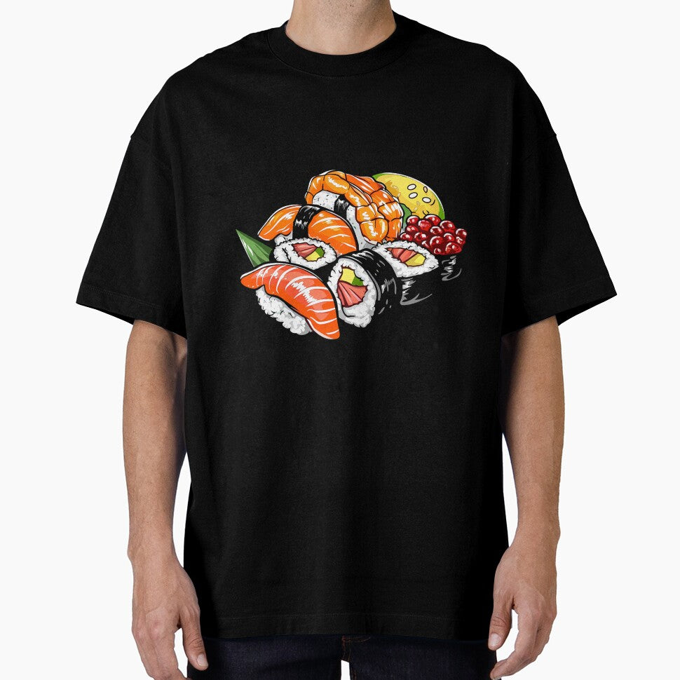 Japanese Sushi Nigiri Maki Ikura Meal Hand Drawn Food Illustration by meganohm T-Shirts, Hoodie, Sweatshirt (Image 1)
