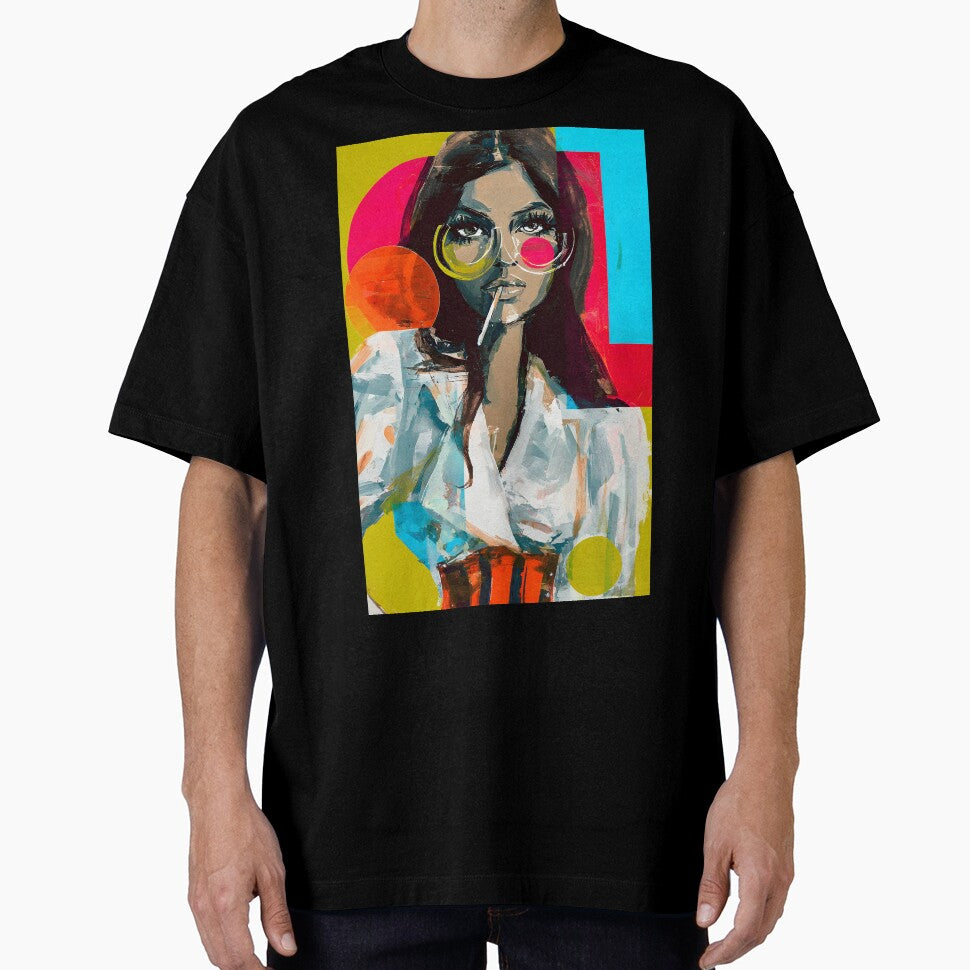 Embrace Bold Pop Art Style with a Fashionable Woman in Oversized Round Glasses by OlfactoART Studio