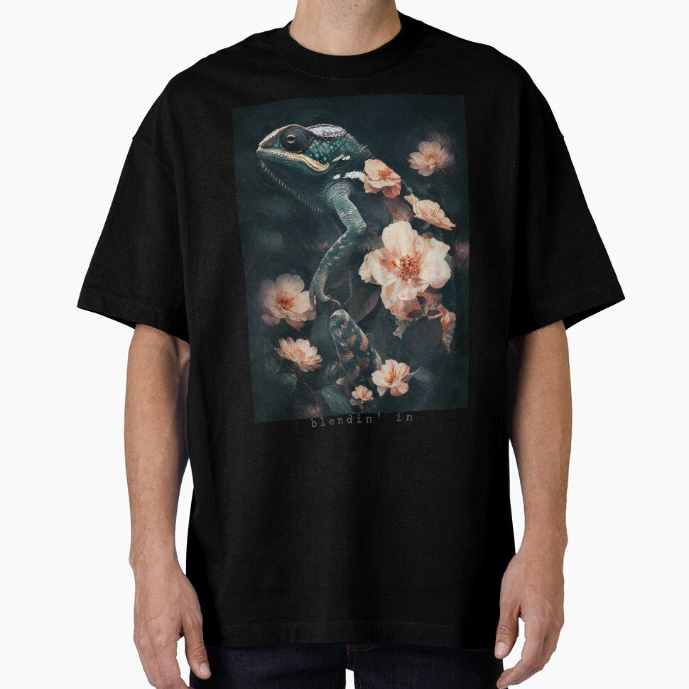 Blendin' In – Painterly Chamaeleon with Botanical Elements by Neurodelic T-Shirts, Hoodie, Sweatshirt (Image 1)