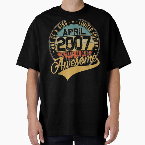 14th Birthday Gift Retro April 2007 14 Yrs Old 14th Bday by SEANPARKERAU T-Shirts, Hoodie, Sweatshirt (Image 1)
