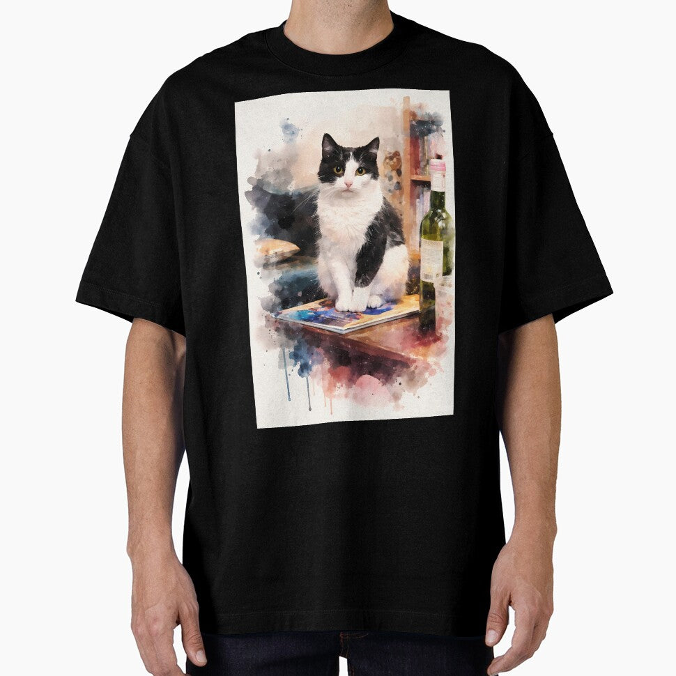 Cat on a Table with Wine by cuprum