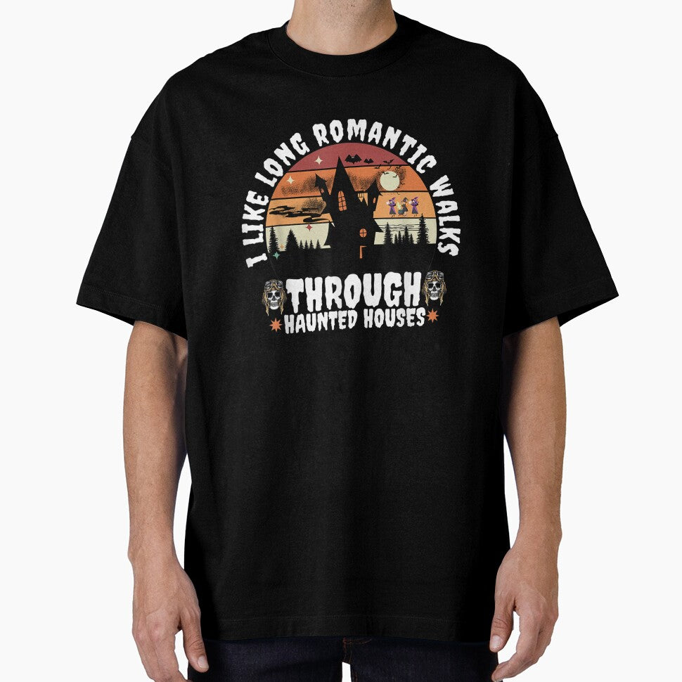Vintage I Like Long Romantic Walks Through Haunted Houses by Spencerhowar T-Shirts, Hoodie, Sweatshirt (Image 1)