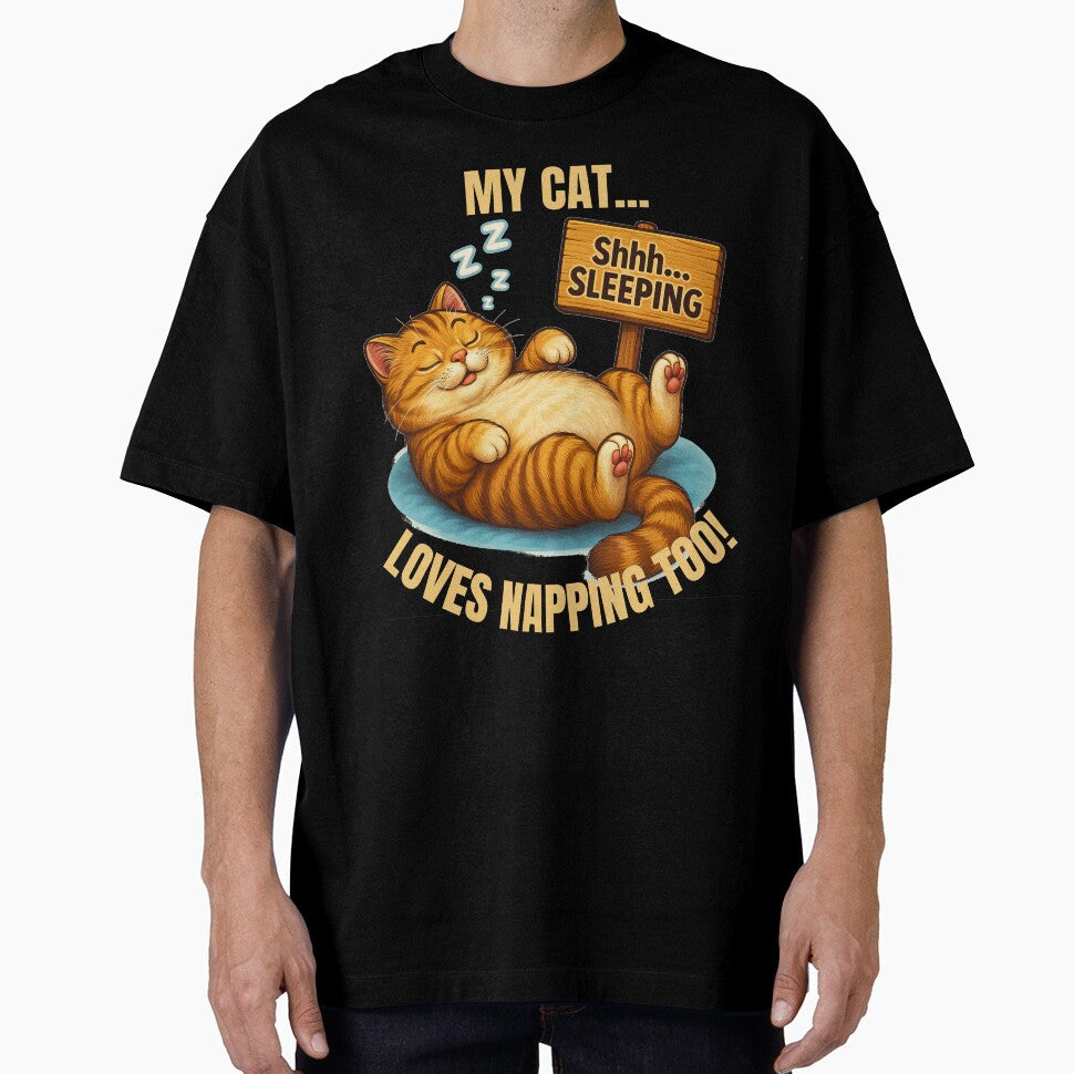 MY CAT LOVES NAPPING TOO! relaxed funny cat-lovers design of sleeping cat for cat moms, cat dads and kids! by AlphaBetulia