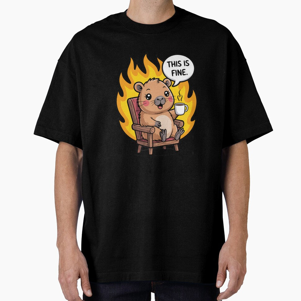Capybara Meme – This Is Fine Fire by MonkiFlipp T-Shirts, Hoodie, Sweatshirt | BlankRebels.com (Image 1)