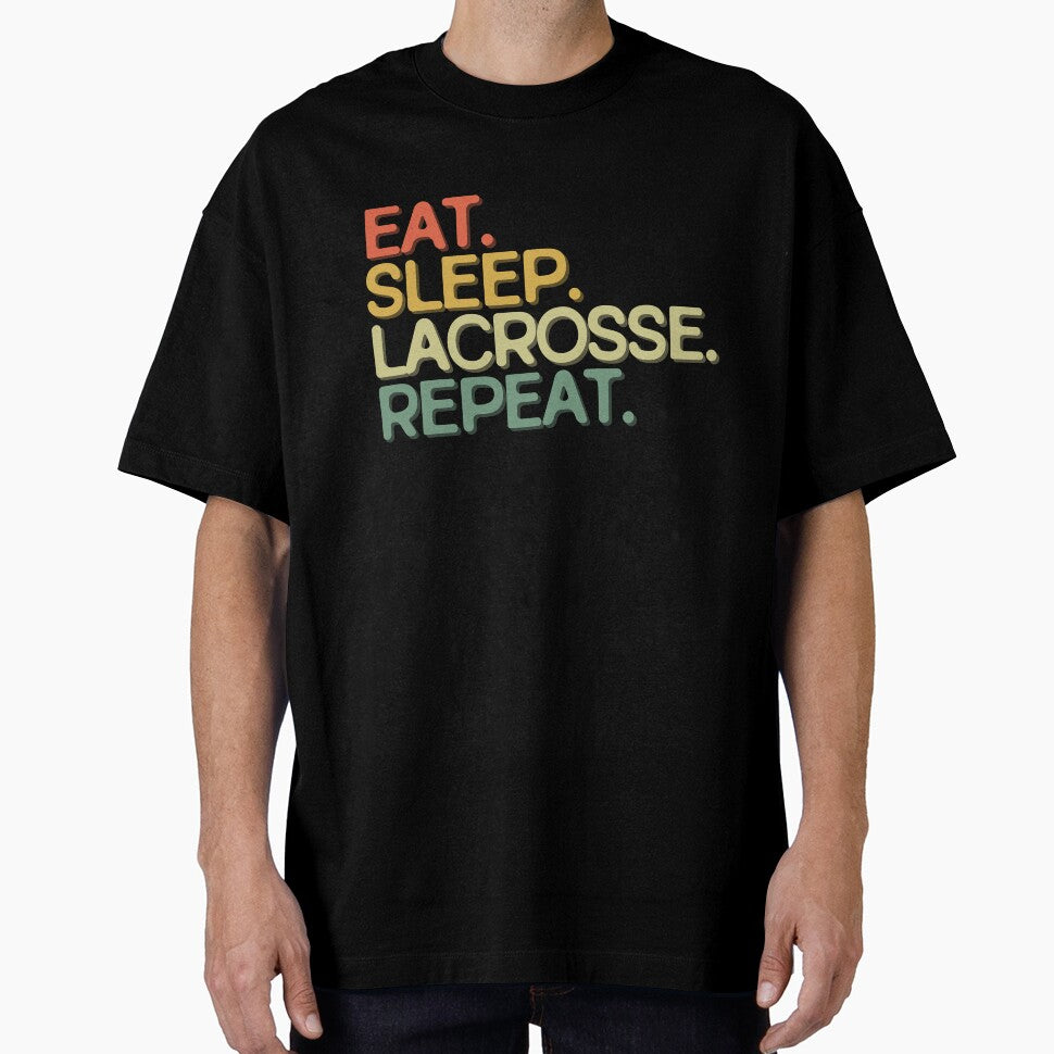 Eat Sleep Lacrosse Repeat - Funny Retro Vintage Colors Typography Satire by FunnyHomeQuotes
