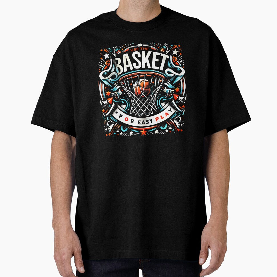 USE THE BASKET FOR EASY PLAY Blue White Red Basketball Art. by SplashTastic T-Shirts, Hoodie, Sweatshirt (Image 1)
