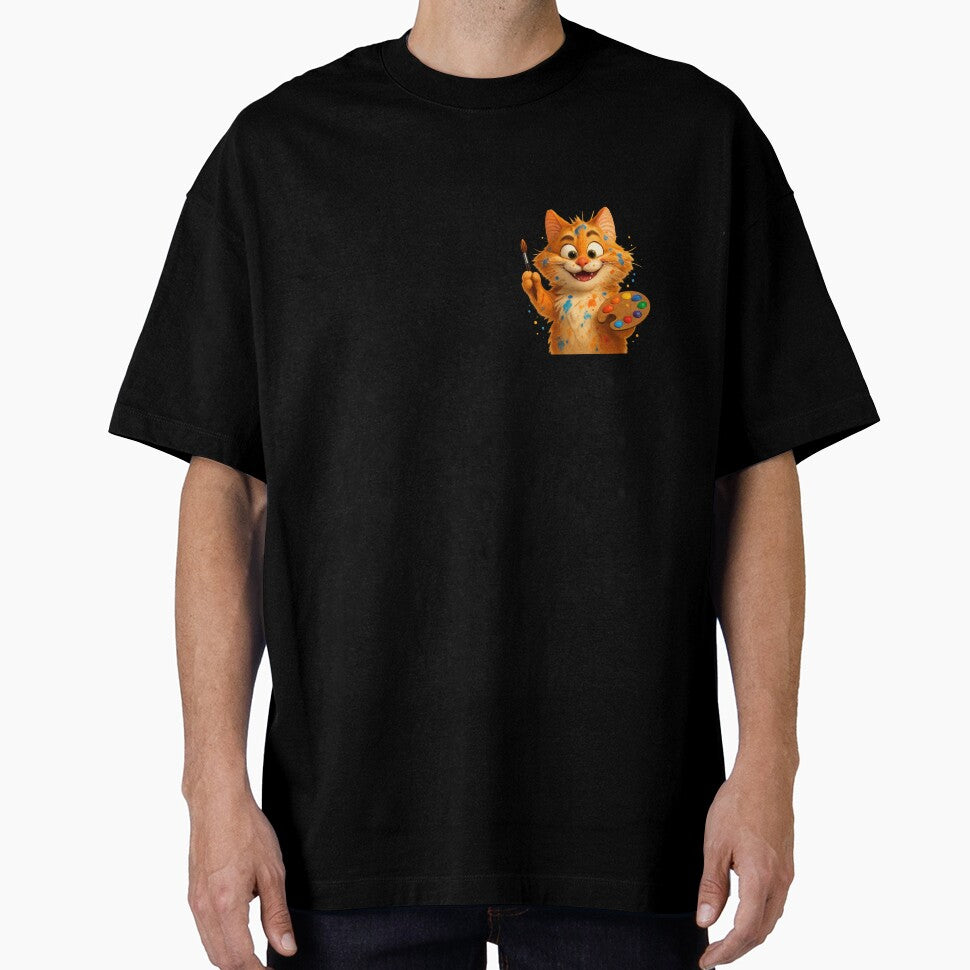 Funny Orange Cat Artist T-Shirt – Cute Painter Kitty Apparel by MarandSviet