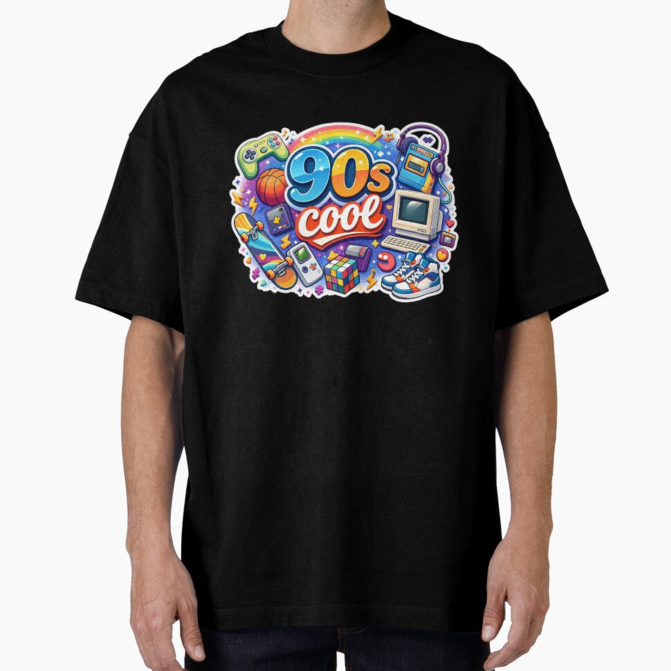 90s Cool Logo with Iconic Retro Objects by GlobalBoom T-Shirts, Hoodie, Sweatshirt | BlankRebels.com (Image 1)