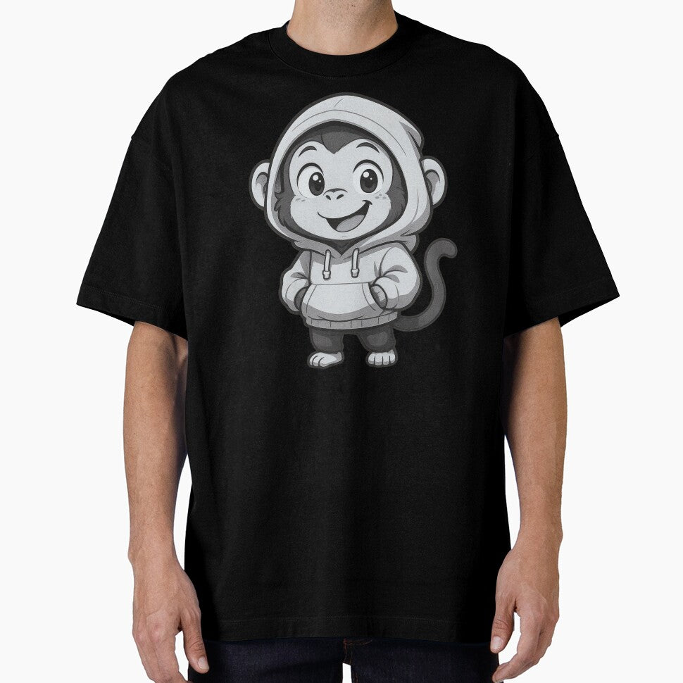 Goofy Kawaii Monkey in Hoodie | Funny Chibi Monkey Cartoon by ColorSplash123 T-Shirts, Sweatshirt | BlankRebels.com (Image 1)
