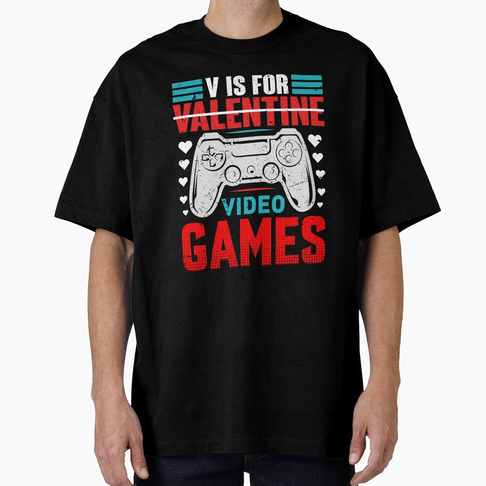 Funny Gamer Boy Men V For Video Game Valentines Day Vintage by roboartpixel T-Shirts, Hoodie, Sweatshirt (Image 1)