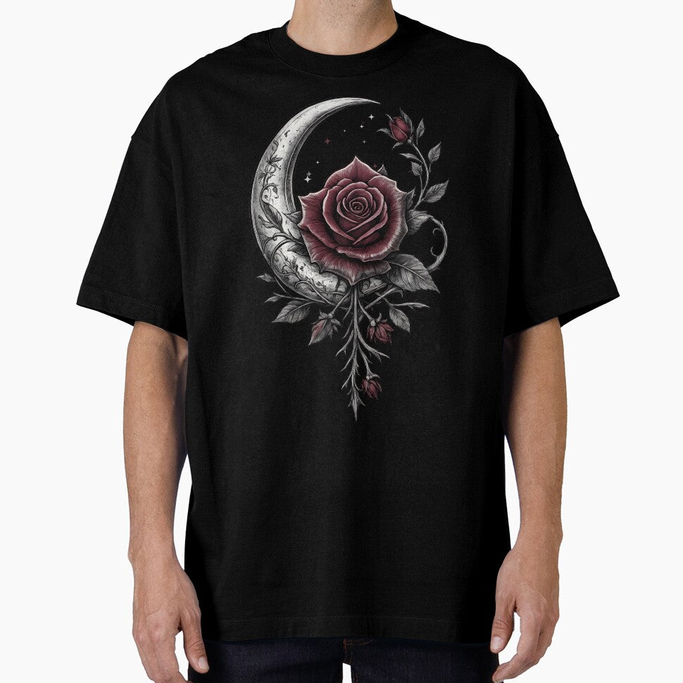 Gothic Rose Crescent Moon Dark Floral Art by MasCorner T-Shirts, Hoodie, Sweatshirt | BlankRebels.com (Image 1)
