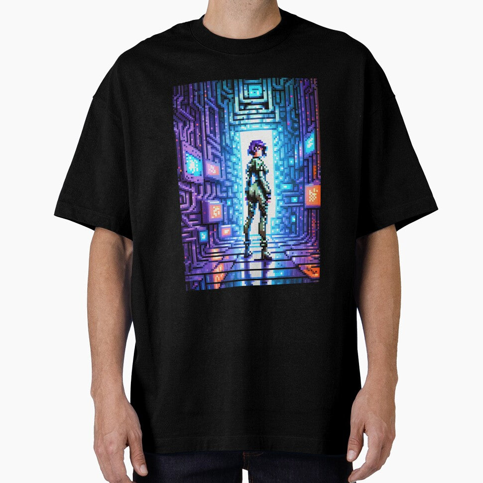 Pixel Art Portrait Cyberpunk Girl Teleport, 16 Bit by Smash-420
