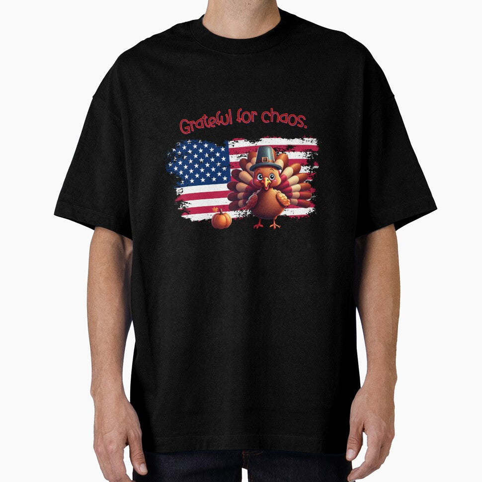 funny graphics of a turkey against the background of the US flag with a sarcastic inscription Grateful for... (Image 1)