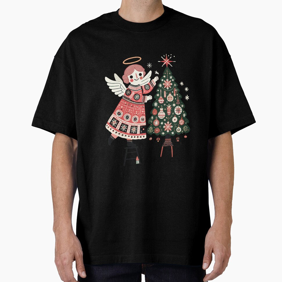 Angel Decorates Christmas Tree In Vintage by LuminOrb T-Shirts, Hoodie, Sweatshirt | BlankRebels.com (Image 1)