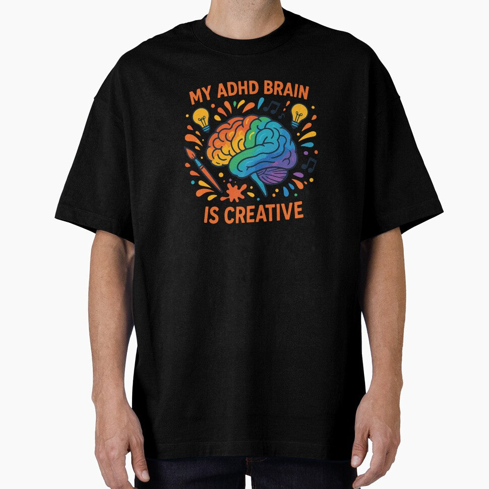 My ADHD Brain is Creative - Positive ADHD Awareness" by Feline Rockstars T-Shirts, Hoodie, Sweatshirt (Image 1)