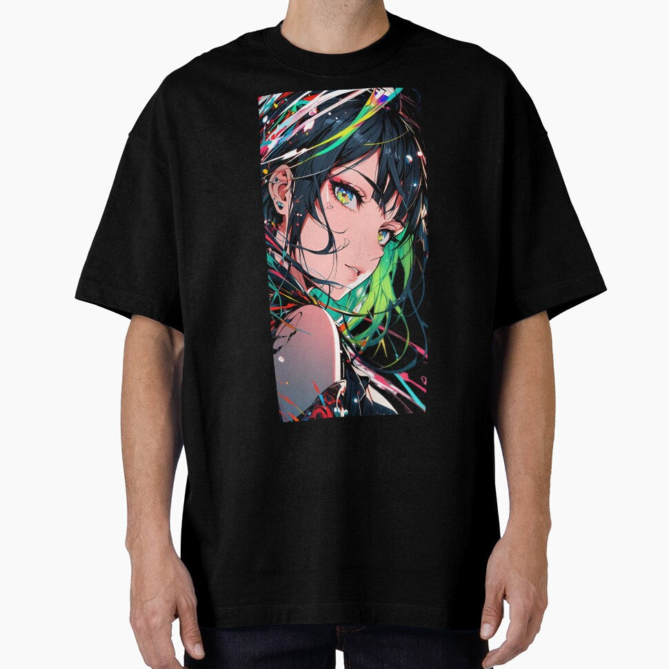 Vibrant Anime Girl Portrait – Colorful Cyberpunk Manga Aesthetic Art by Dyan4