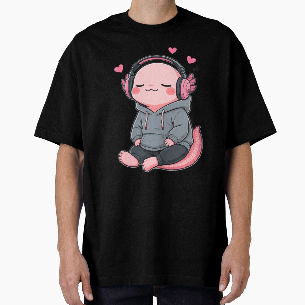 Love Music Axolotl – Lo-Fi Romance Chill Illustration by ColorSplash123 T-Shirts, Hoodie, Sweatshirt (Image 1)