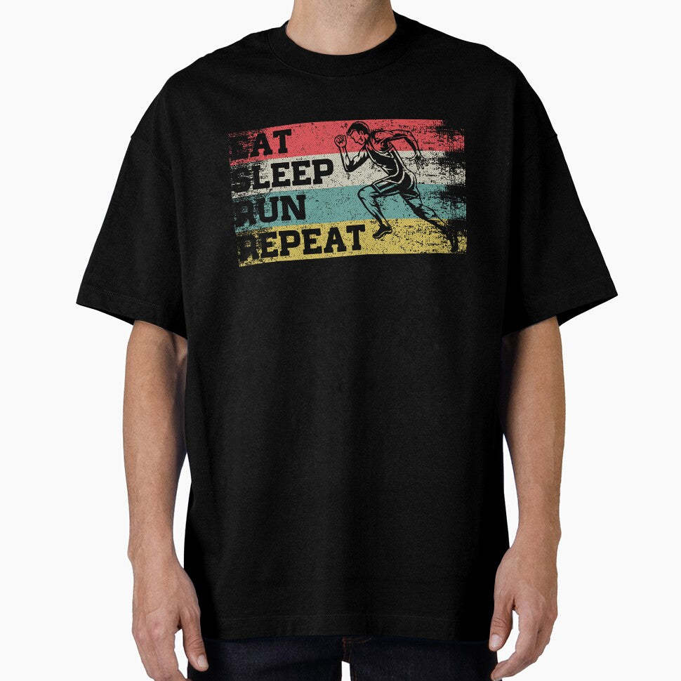 Vintage Retro Eat Sleep Run Repeat Funny Running Runner Gift by RobertKnow T-Shirts, Hoodie, Sweatshirt (Image 1)