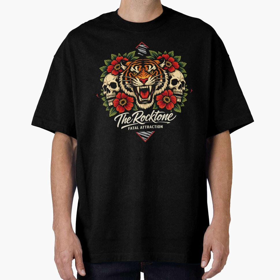 Fatal Attraction | Tiger Skull Tattoo Style Graphic by RockToneShop T-Shirts, Hoodie, Sweatshirt | BlankRebels.com (Image 1)
