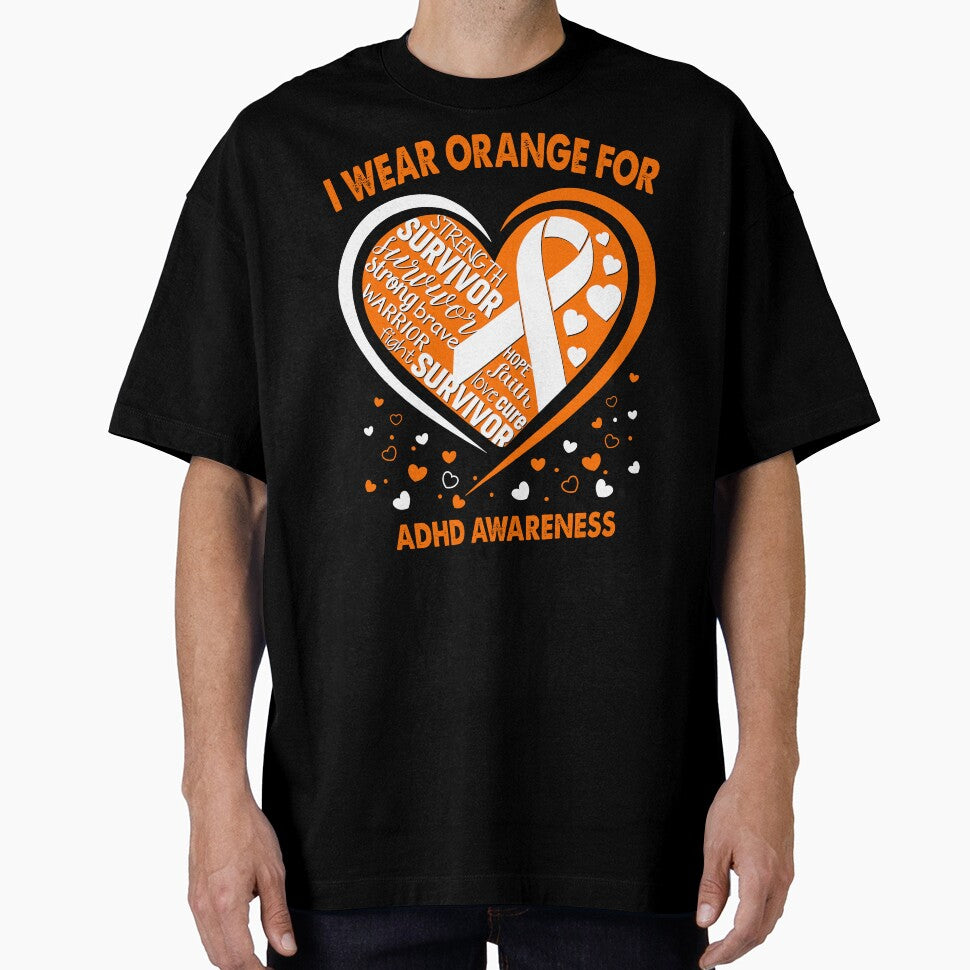 I Wear Orange For ADHD Survivor Heart Ribbon by heppenp T-Shirts, Hoodie, Sweatshirt | BlankRebels.com (Image 1)
