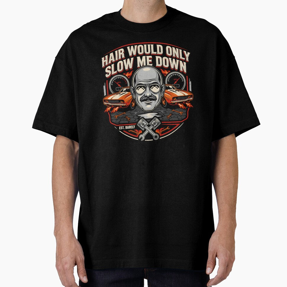 Hair Would Only Slow Me Down Dad Humor Bald Dad Joke with Vintage Flair by Redgiant87x