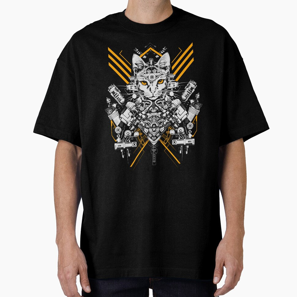 Robot Cat Cyberpunk Aesthetic Sci-Fi Illustration by Darmoks-Geeks T-Shirts, Hoodie, Sweatshirt | BlankRebels.com (Image 1)