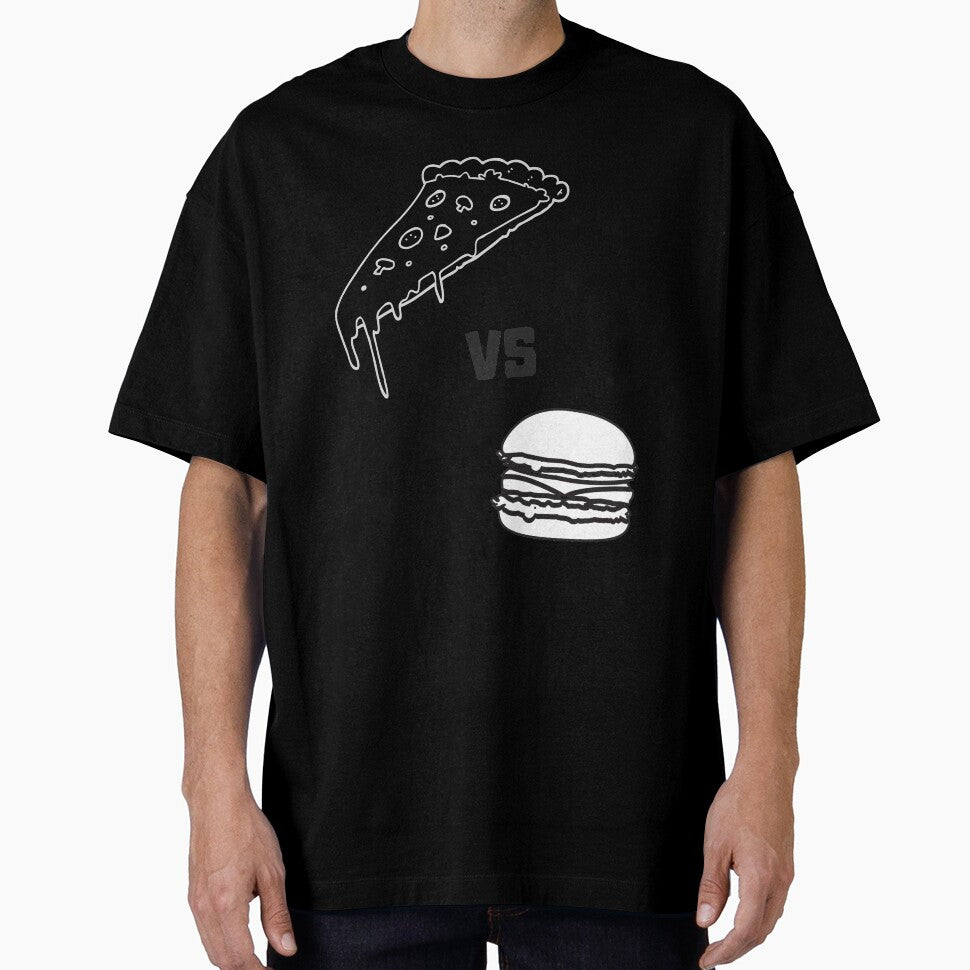 PIZZA V BURGER BW by PrairieRidgeDesigns T-Shirts, Hoodie, Sweatshirt | BlankRebels.com (Image 1)